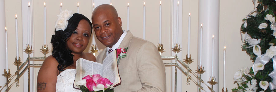 Our two wedding chapels both feature antique hardwood pews stunning stained